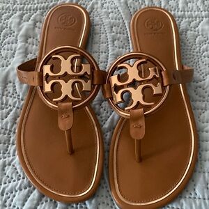 Tory Burch miller sandal tan/ rose gold like new